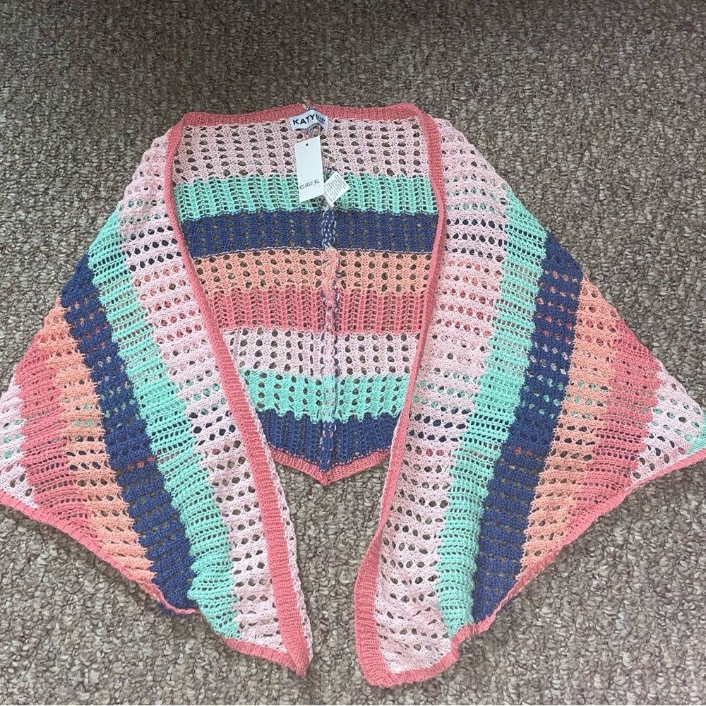 Katydid NWT crochet spread your wings striped shawl size OS
